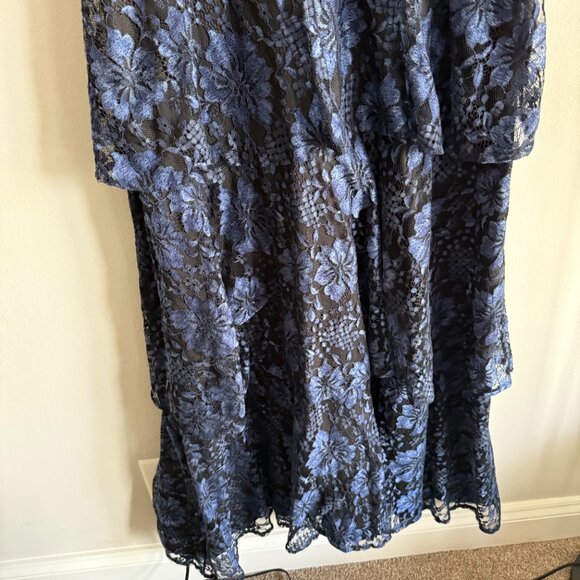 Lulus Molinetto Navy Blue Lace Ruffled Tiered Sleeveless Maxi Dress - Size XL - Picture 4 of 9